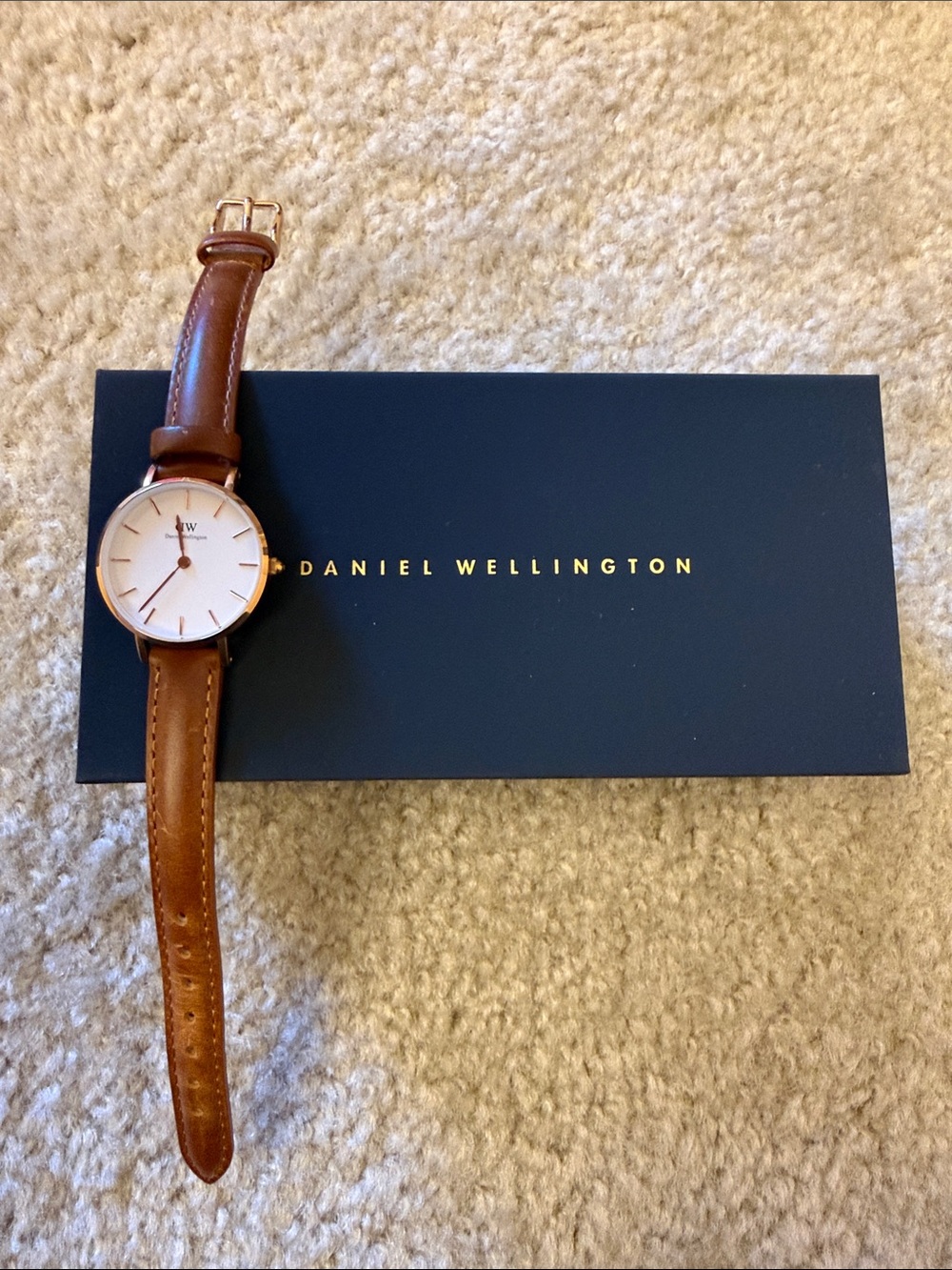 Daniel Wellington Brown Leather Strap Watch with White Dial